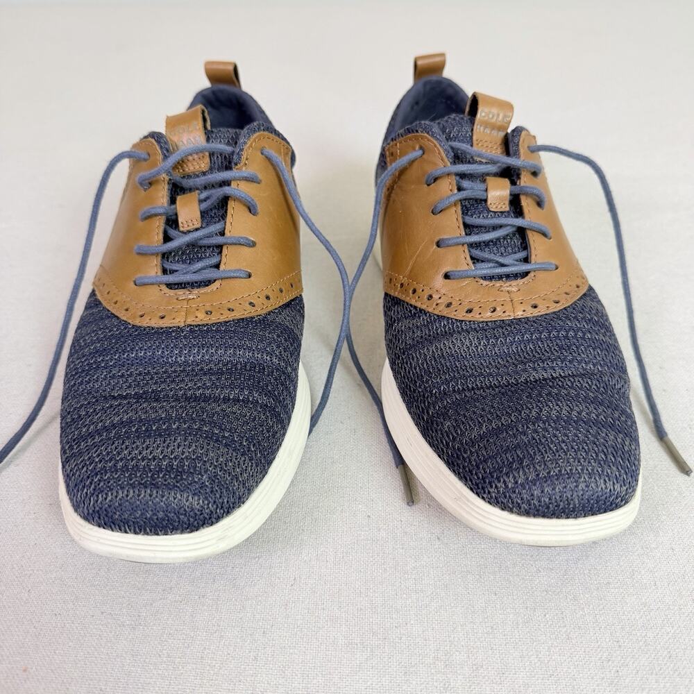 Cole Haan Grand Tour Knit Oxford Shoes Men's 11M Two Tone Blue Tan Casual Preppy - Picture 2 of 16